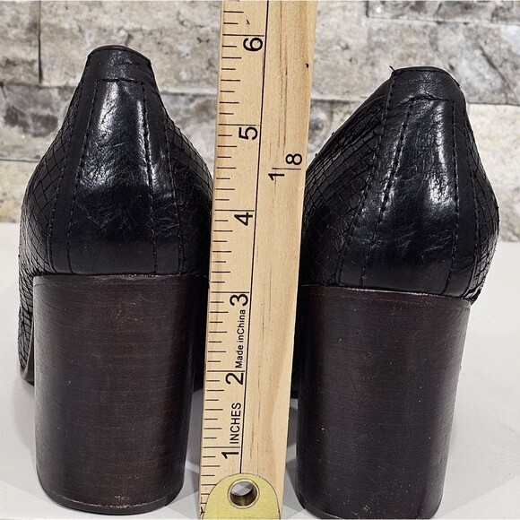 Frye Carson Pumps Womens Leather Chunky Block Heel Black Y2K 90s Size 5.5M Retro - Picture 6 of 11